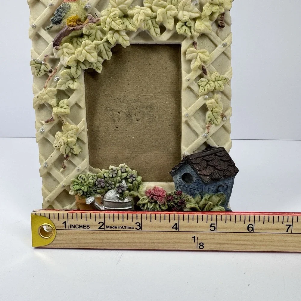 Jordan Mark Secret Garden Floral Birdhouse Resin Photo Frame Cottagecore Vintage